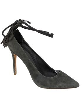 JOIE Angelynn Suede Leather Ankle Wrap Heels Charcoal Gray 36.5